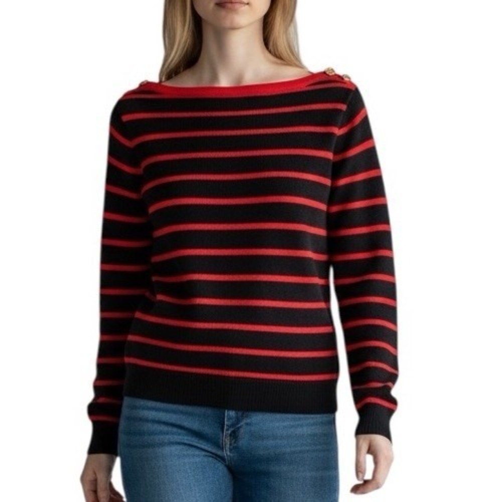 Ralph Lauren LRL Sweater M Striped Boatneck Cotton Preppy Nautical Old Money - Picture 5 of 5